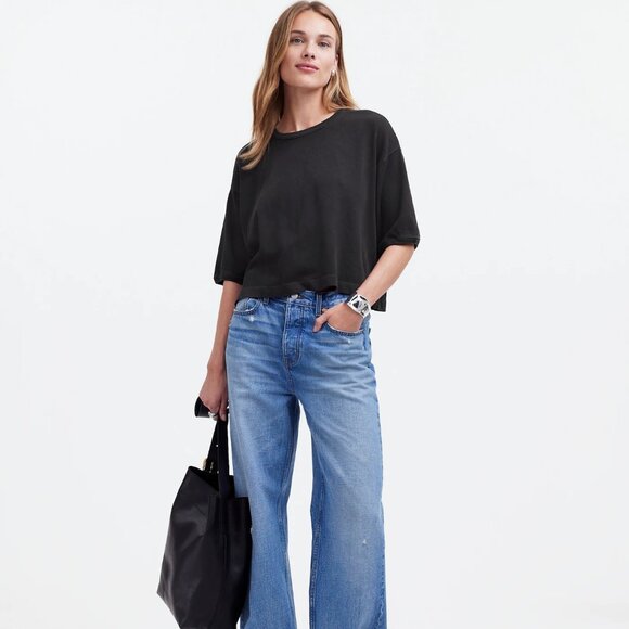 Madewell Relaxed Boxy Tee in Black Charcoal, Size X-Small - Picture 2 of 10
